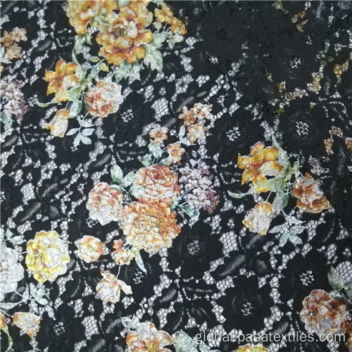 Foil Print Fabric Custom Printing African Latest Cord Laces Fabric Factory